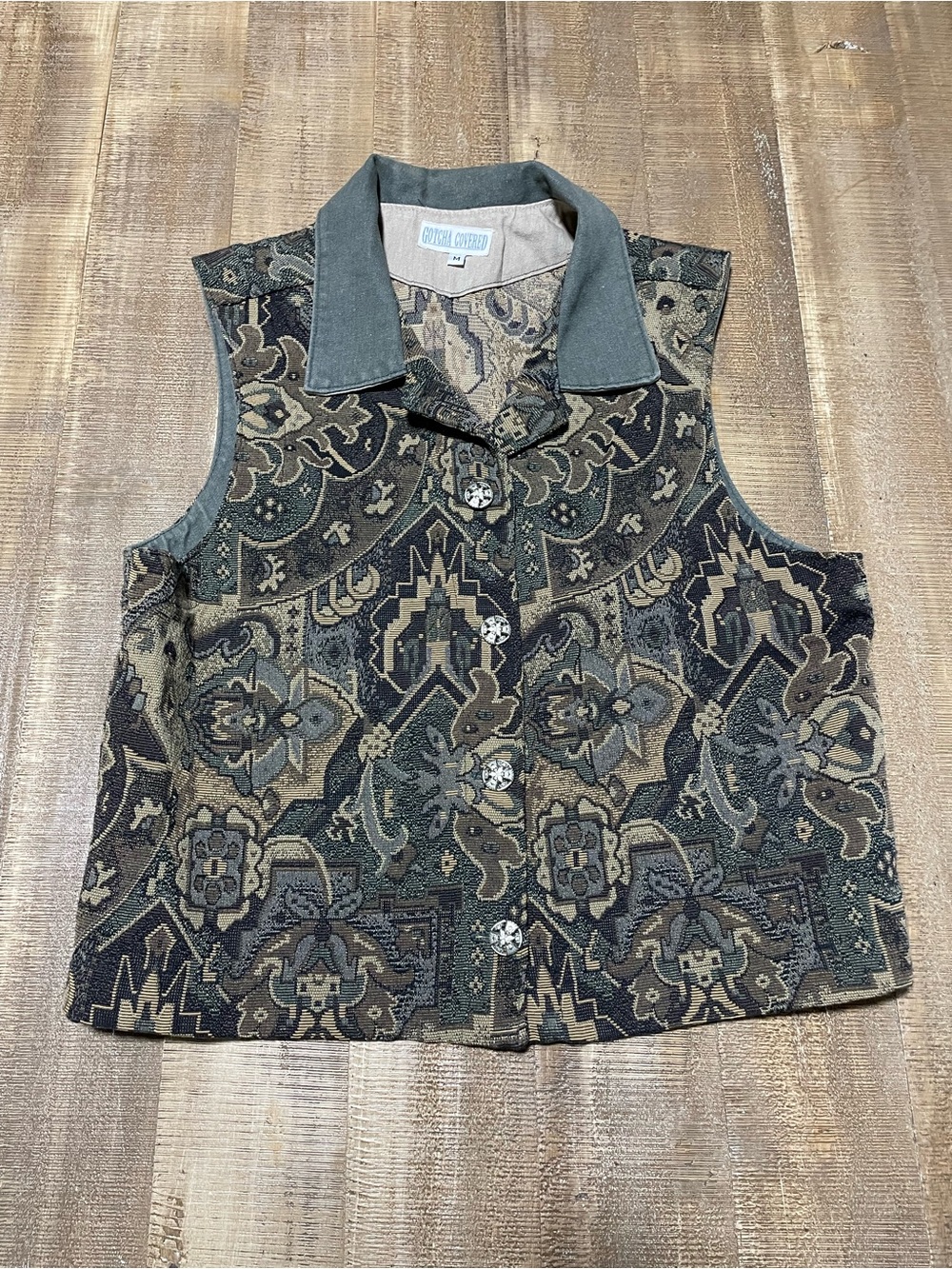 Gotcha Covered Vintage Patterned Vest Jacket - Green Multi